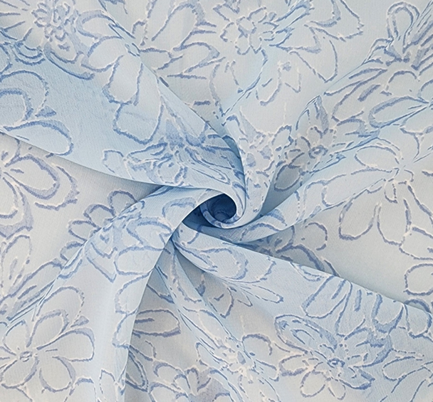 1 Yard Blue Hi Multi Chiffon Lightweight Sheer Polyester Fabric, 58/60" Wide