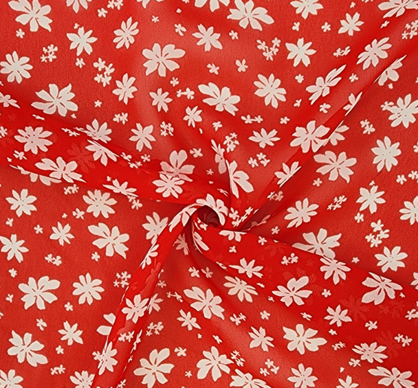 1 Yard Red or Ivory Hi Multi Chiffon Sheer Lightweight Polyester Fabric, 58/60" Wide
