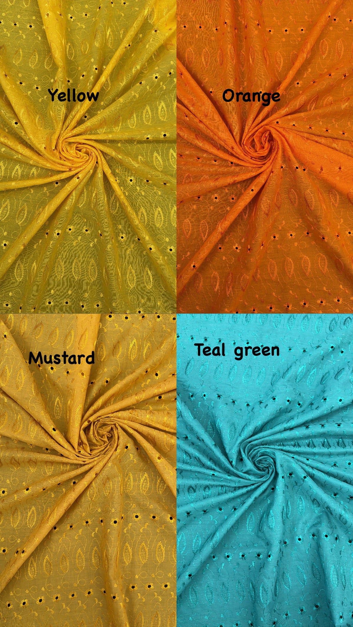 Teal Green Medium Eyelet Polyester Cotton Fabric - Teal Green, Small Eyelets, 41"-42" Width