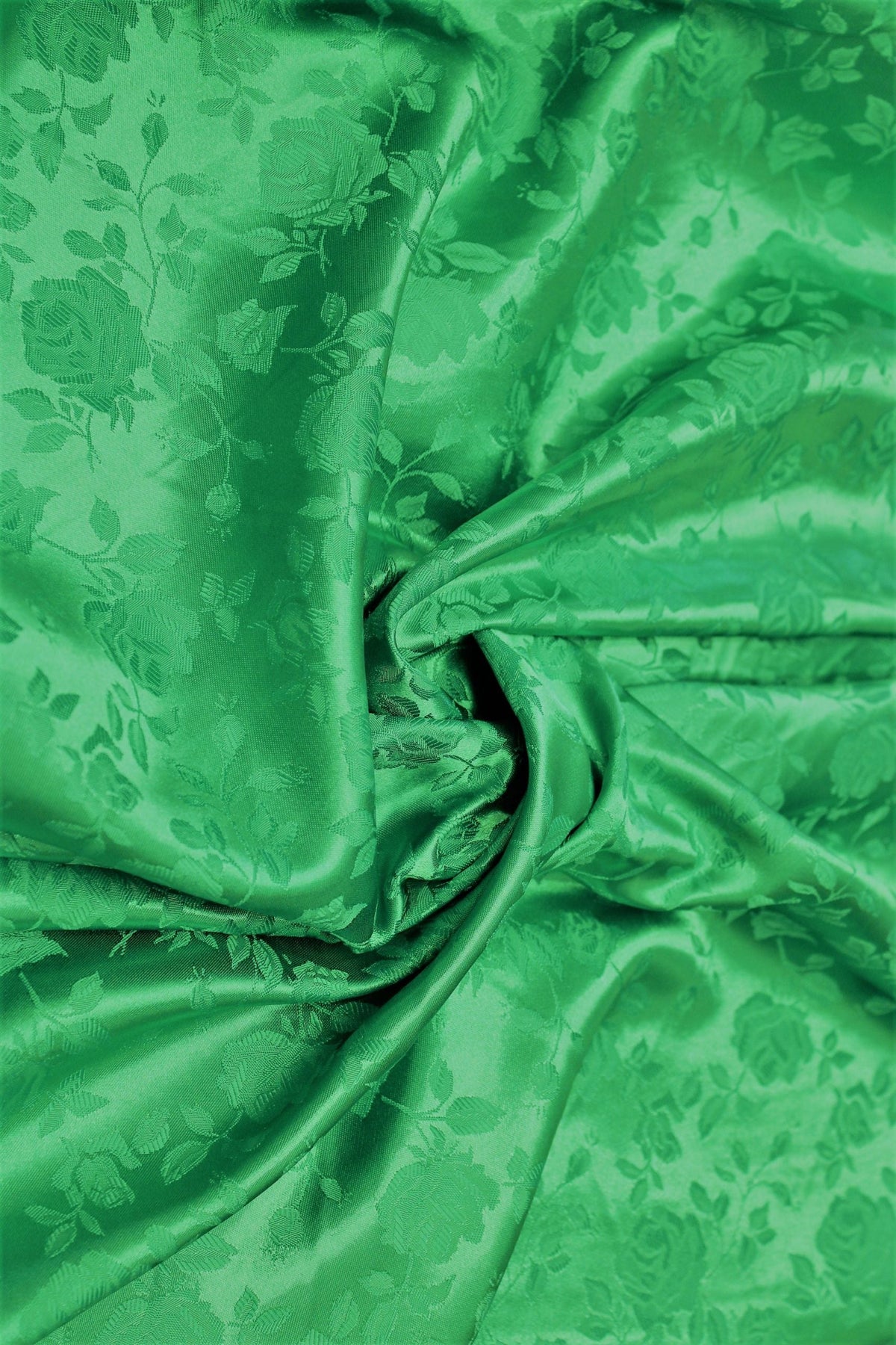 Kelly Green Jacquard Satin Fabric - Kelly Green, Reversible, 58"-60" Width (1 Yard)