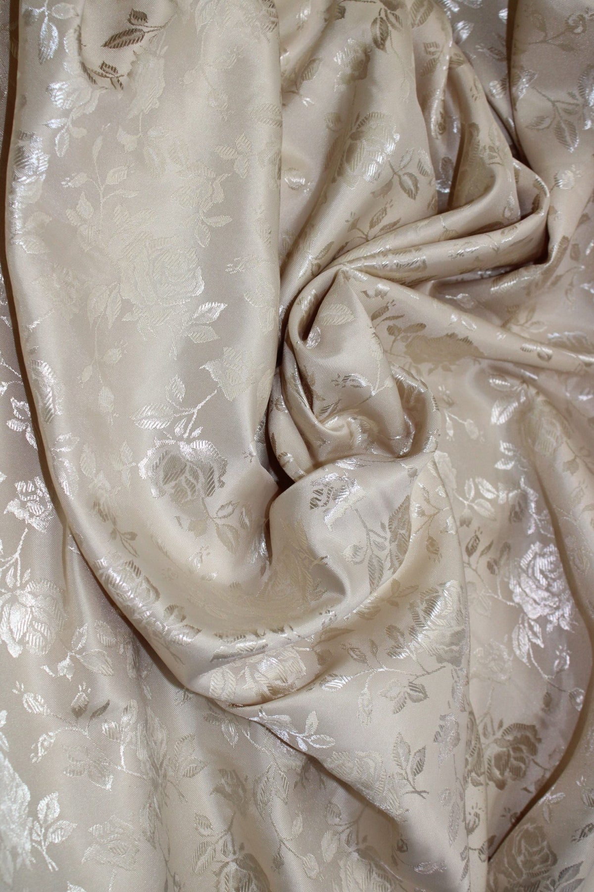 Champagne Jacquard Satin Polyester Fabric - Champagne Jacquard, 58"-60" Width (1 Yard)