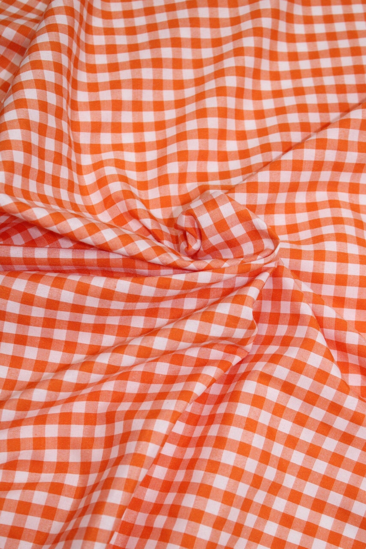 1/8 Orange Poly Cotton Gingham Checkered Poly Cotton Fabric - Orange Gingham Checkered, 58/59" Width (1 Yard)