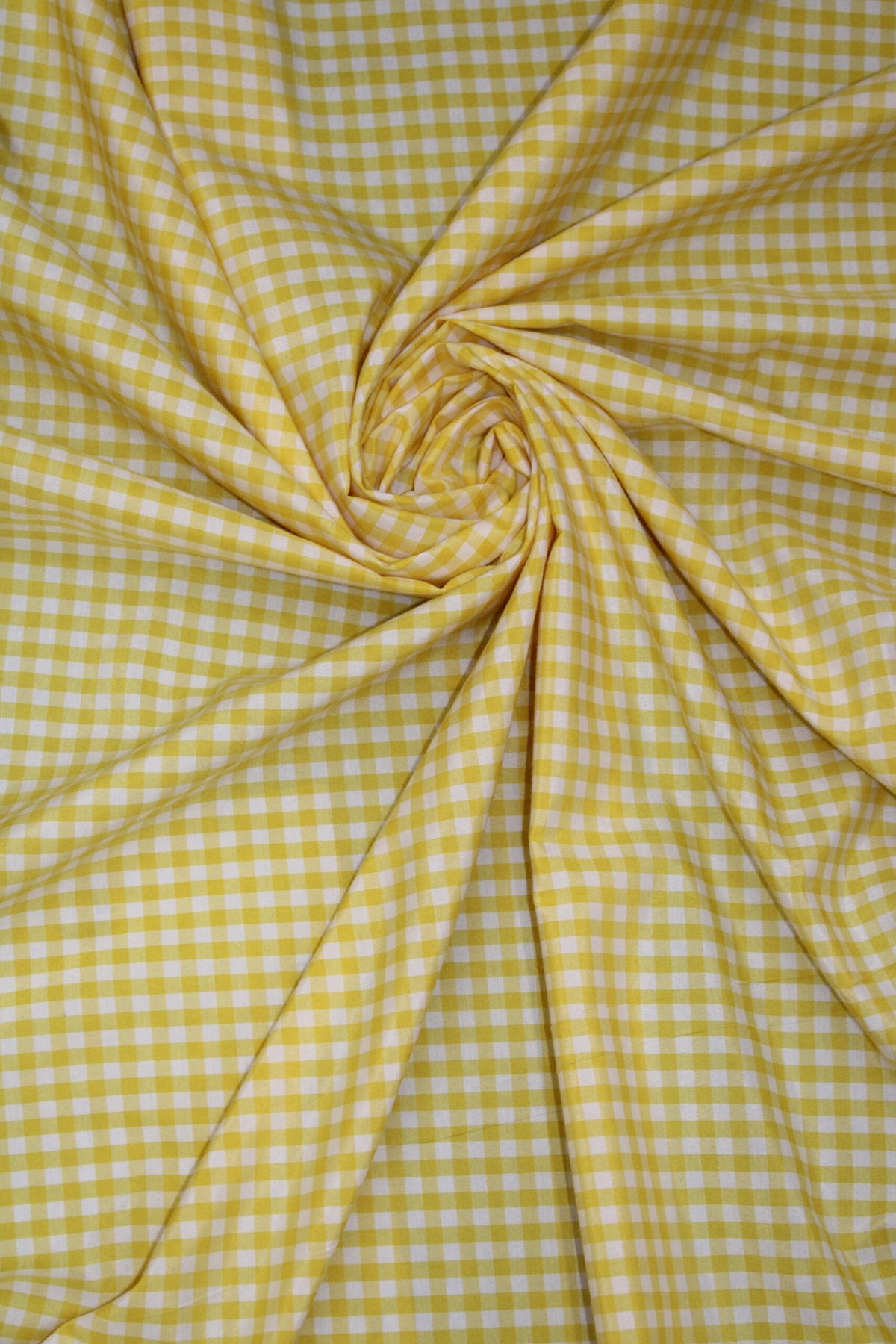 1/8 Yellow Gingham Checkered Poly Cotton Fabric - Yellow Gingham Checkered, 58/59" Width (1 Yard)