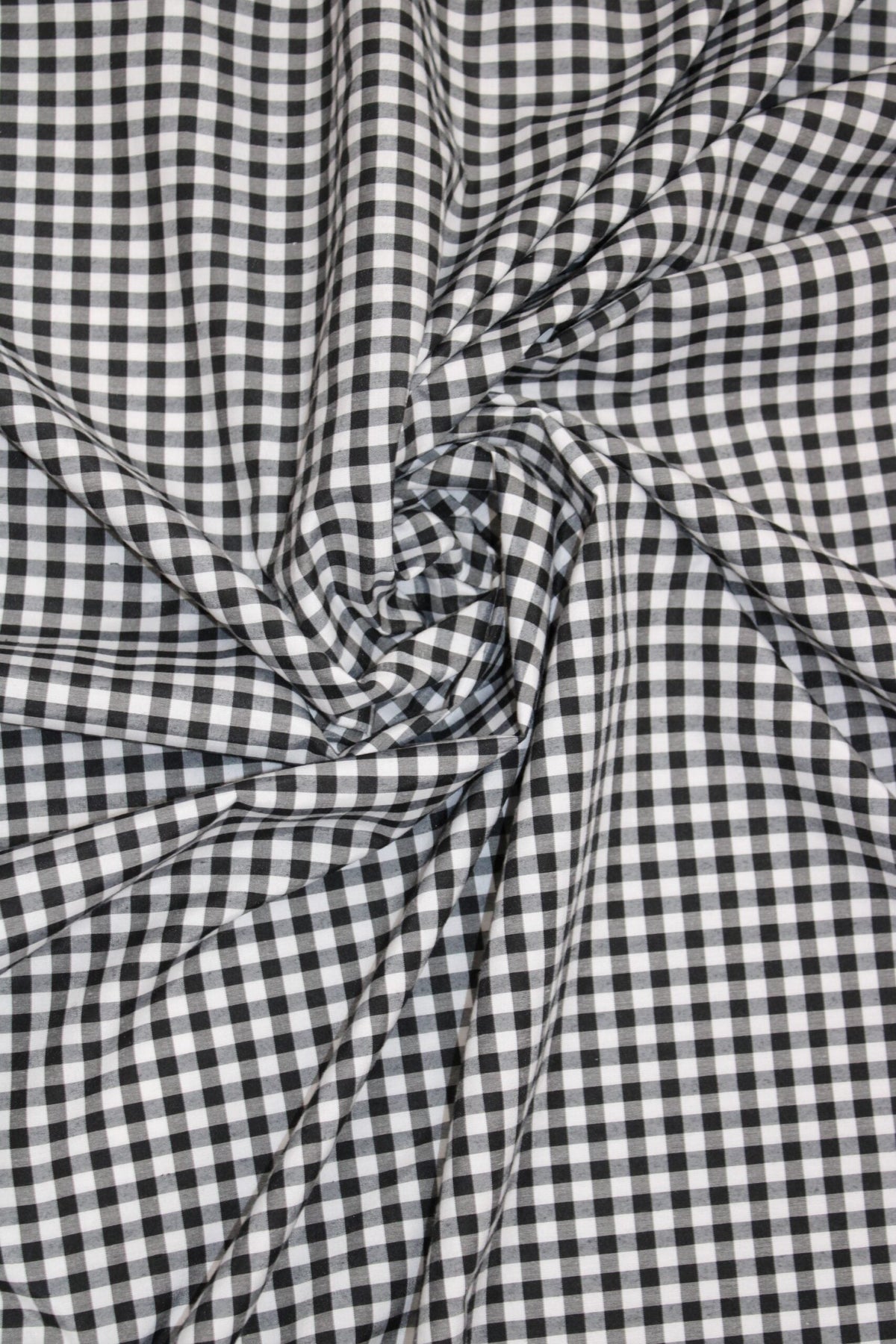 1/8 Black Gingham Checkered Poly Cotton Fabric - Black Gingham Checkered, 58/59" Width (1 Yard)