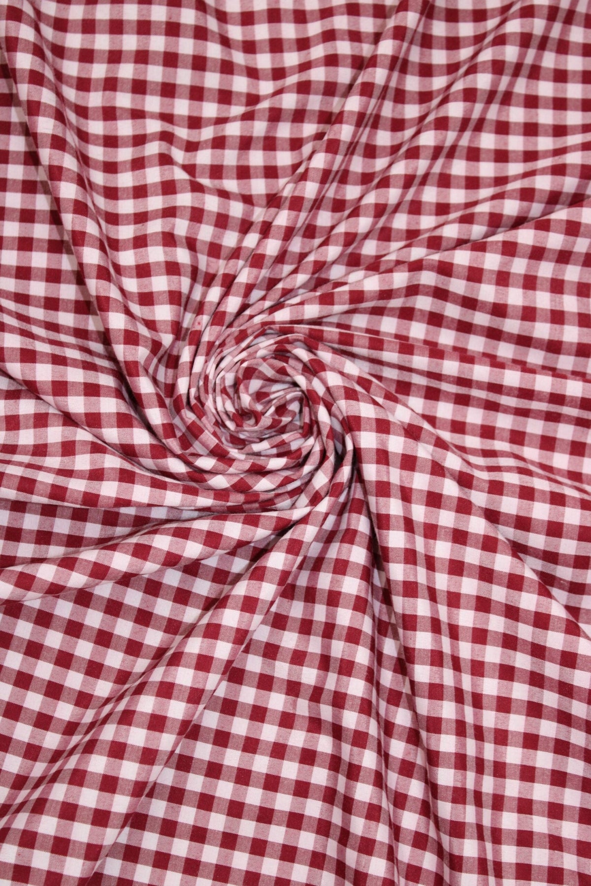 1/8 Burgundy Poly Cotton Gingham Checkered Poly Cotton Fabric - Burgundy Gingham Checkered, 58/59" Width (1 Yard)