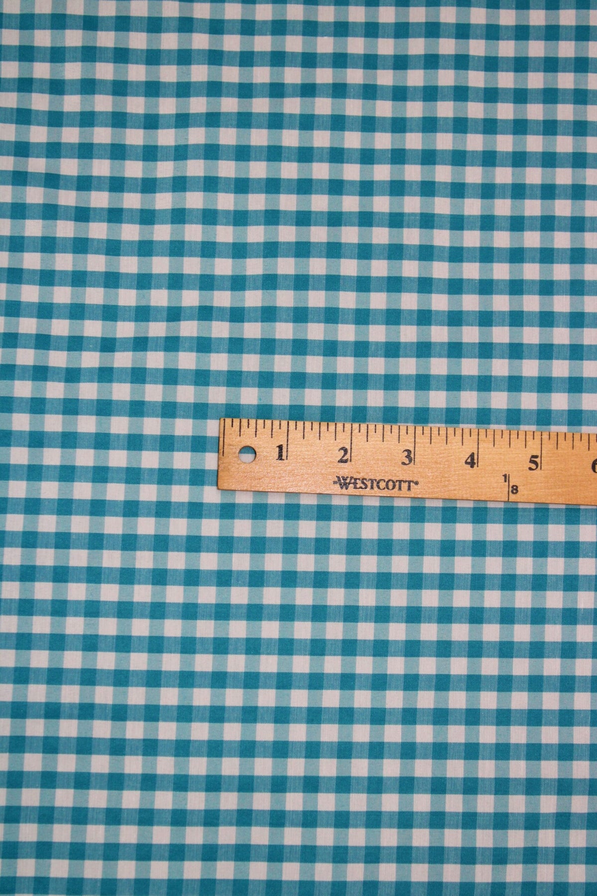 Turquoise Gingham Checkered Poly Cotton Fabric - Turquoise Gingham Checkered, 58/59" Width (1 Yard)