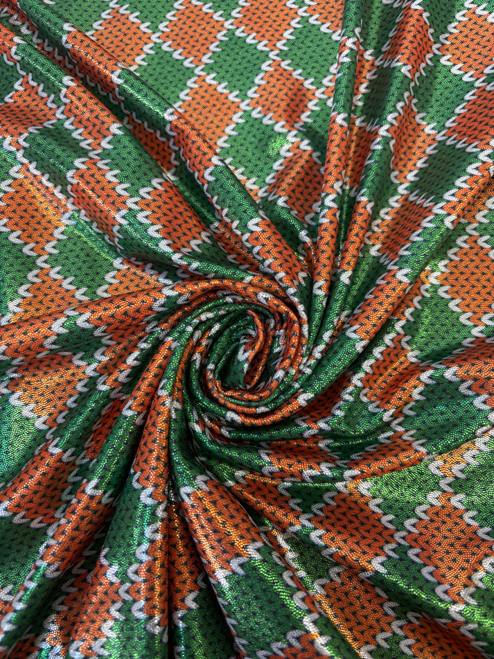 1 yard Diamond Mystique Spandex Fabric Red Green for Dancewear Costumes Activewear 60 Inches