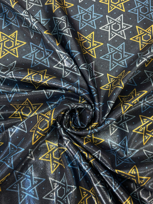 1 Yard Star of David Blue Mystique Spandex Fabric for Costumes and Dancewear 60 Inches Wide
