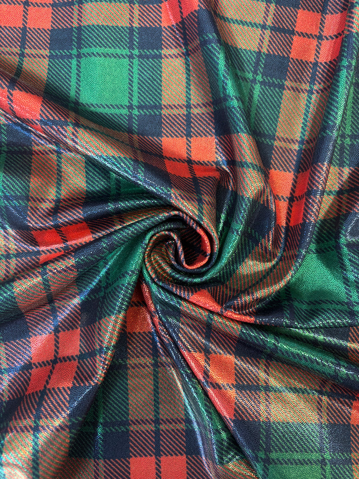 1 Yard Festive Plaid Red and Green Mystique Spandex Fabric for Holiday Costumes and Activewear 60 Inches Wide