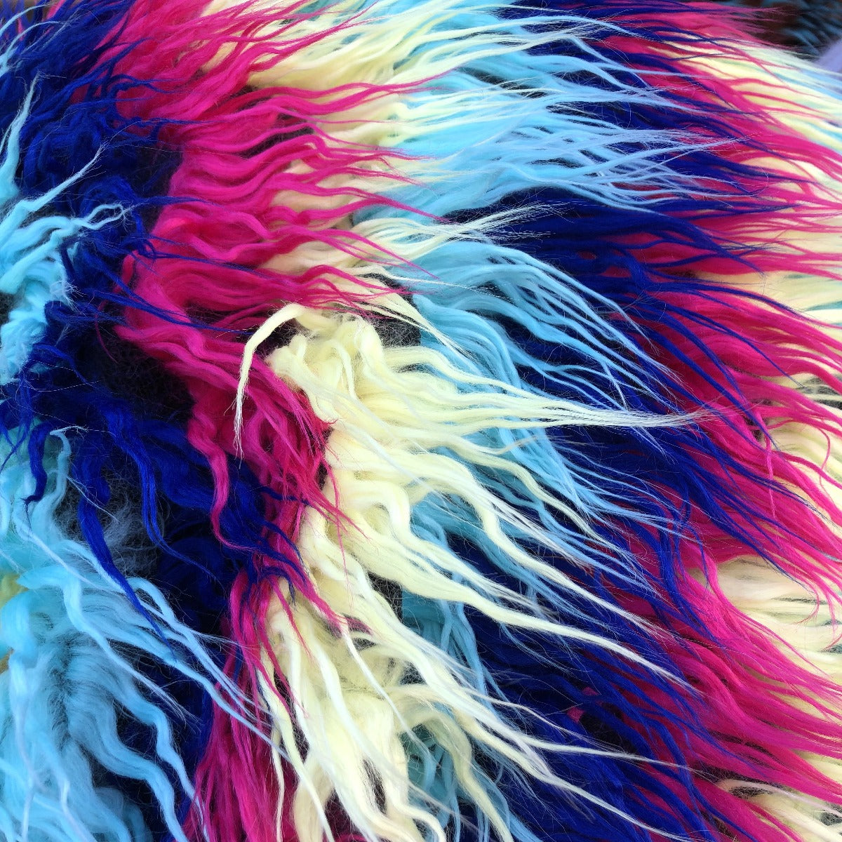 1 Yard Vibrant Multicolor Curly Long Pile Faux Fur Fabric 60" Width