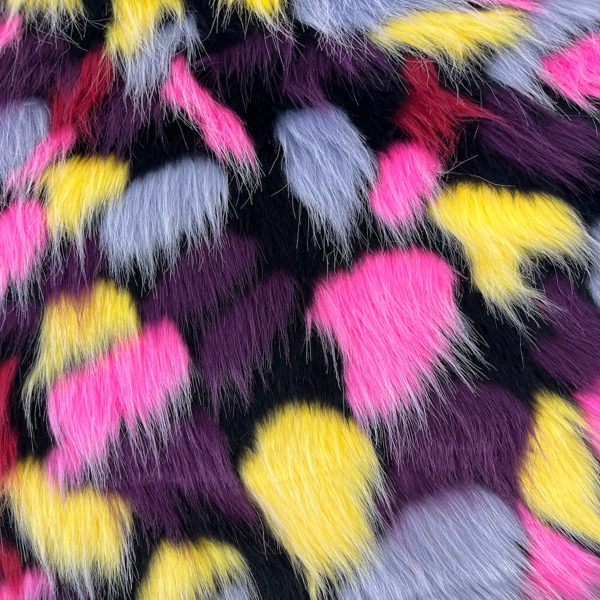 1 Yard Puzzled Multicolor Faux Fur Fabric  100% Polyester