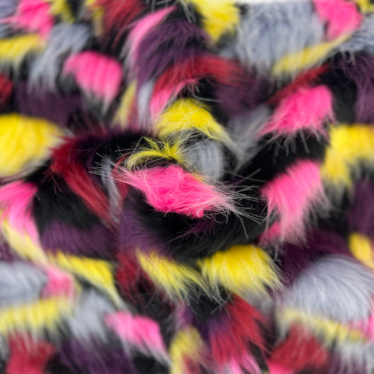 1 Yard Puzzled Multicolor Faux Fur Fabric  100% Polyester