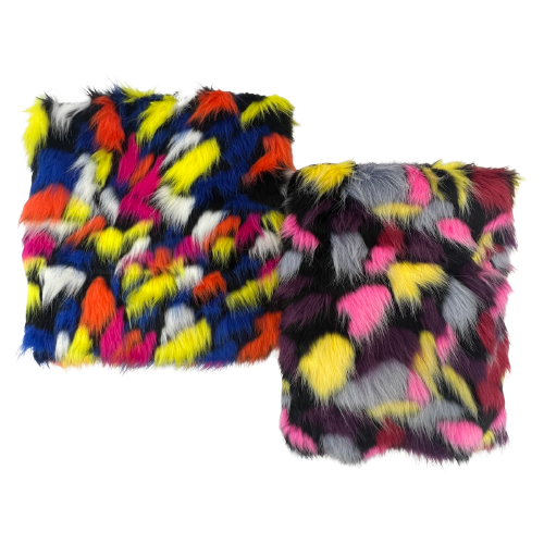 1 Yard Puzzled Multicolor Faux Fur Fabric  100% Polyester