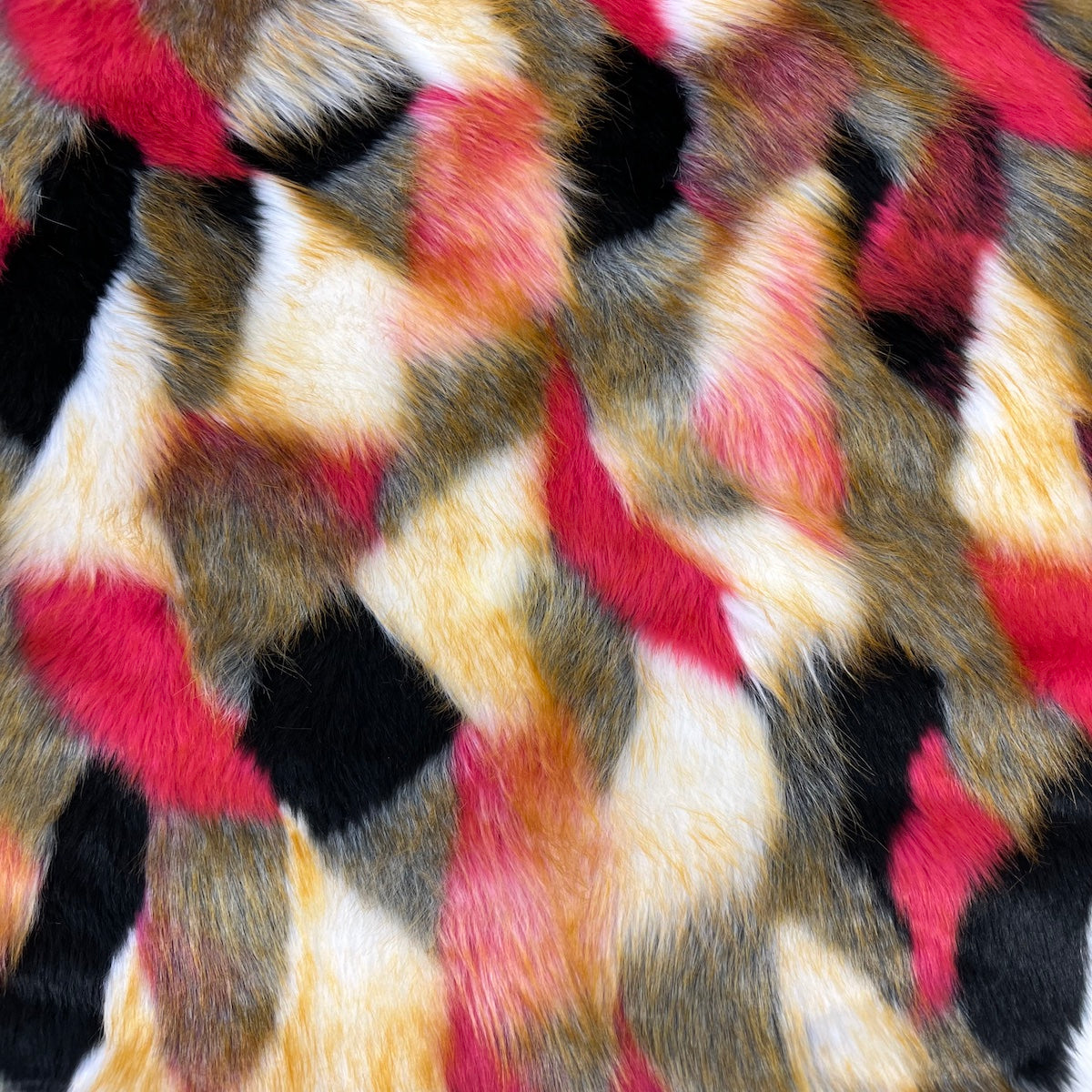 1 Yard Multicolor Patchwork Faux Fur Fabric