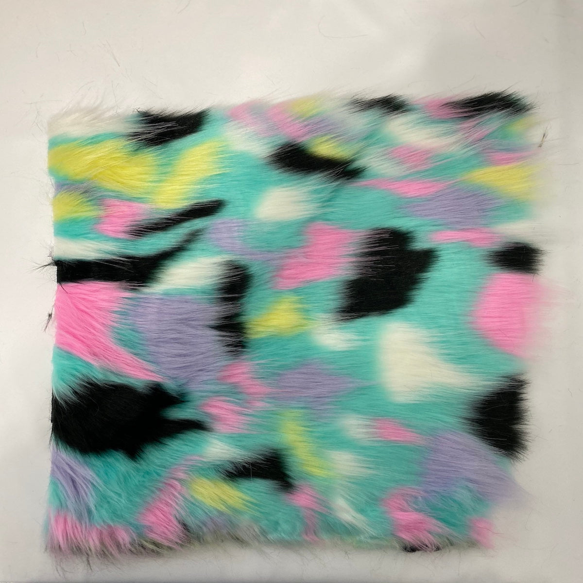 1 Yard Vibrant Pastel Rainbow Patchwork Faux Fur Fabric 58"/60" Width