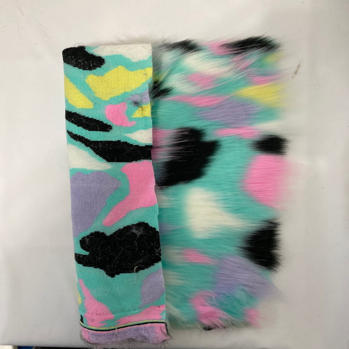 1 Yard Vibrant Pastel Rainbow Patchwork Faux Fur Fabric 58"/60" Width