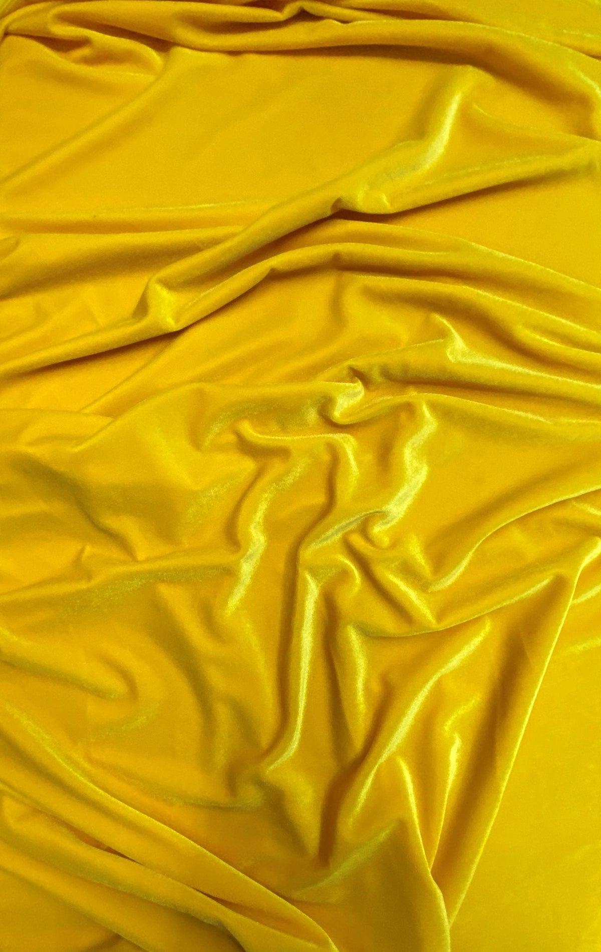 Yellow Stretch Velvet Fabric - Yellow, 58"-60" Wide
