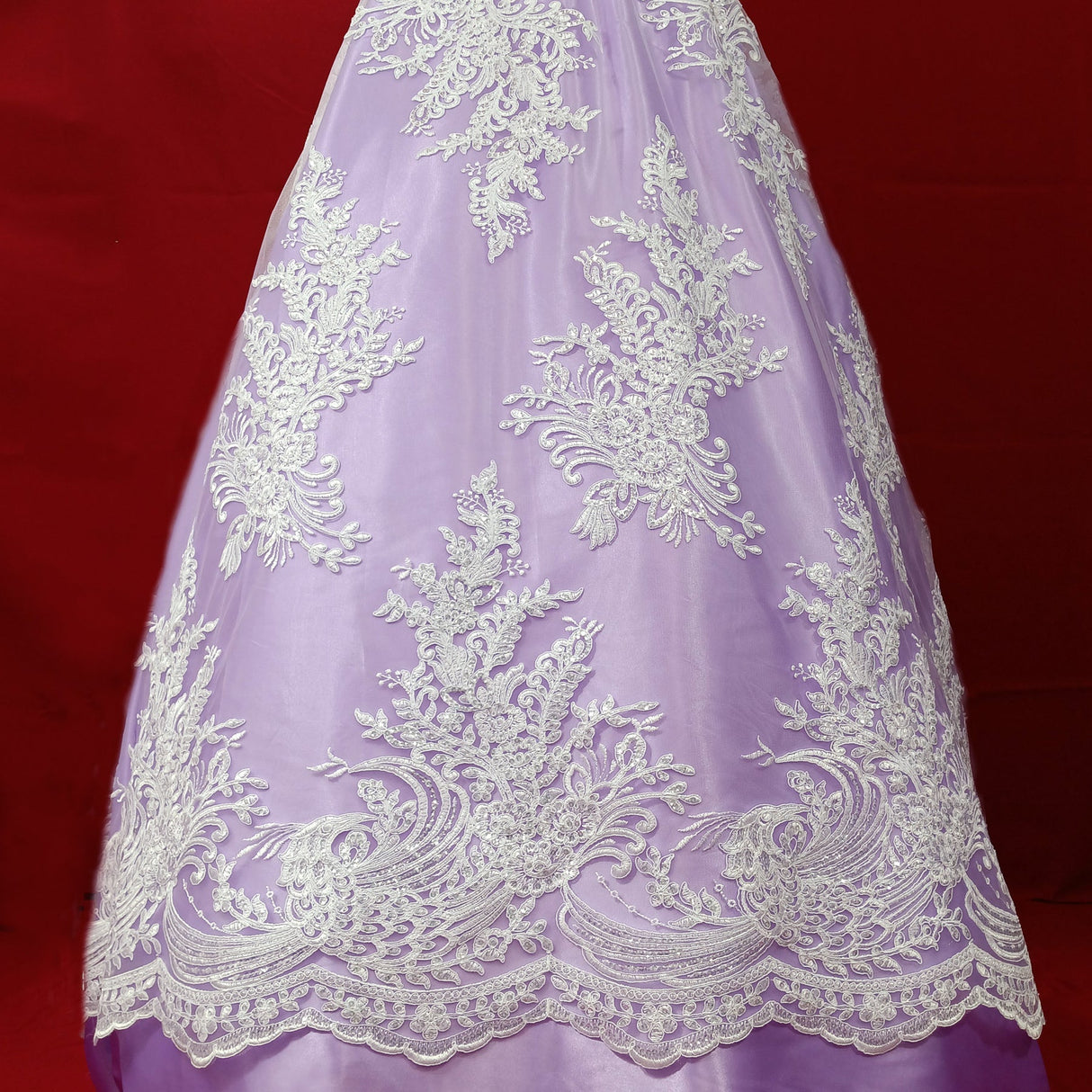 1 Yard Gold Beaded Corded Bridal Lace Fabric Embroidered on Polyester Net Mesh 50 inch Width