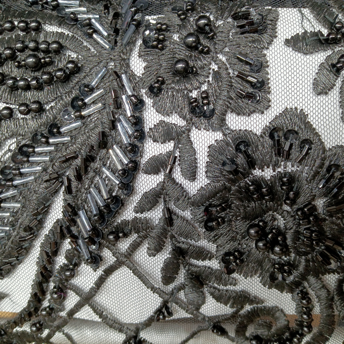 1 Yard 52" Wide Beaded Lace Fabric Embroidered on 100% Polyester Net Mesh for Bridal & Couture Gowns