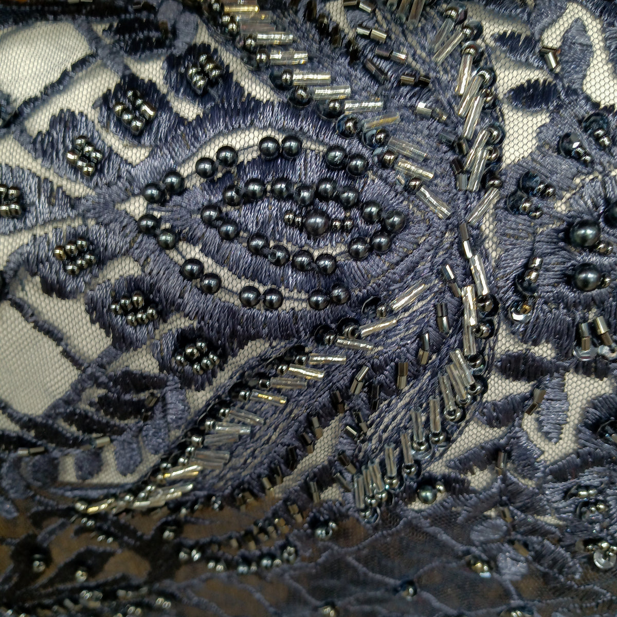 1 Yard 52" Wide Beaded Lace Fabric Embroidered on 100% Polyester Net Mesh for Bridal & Couture Gowns