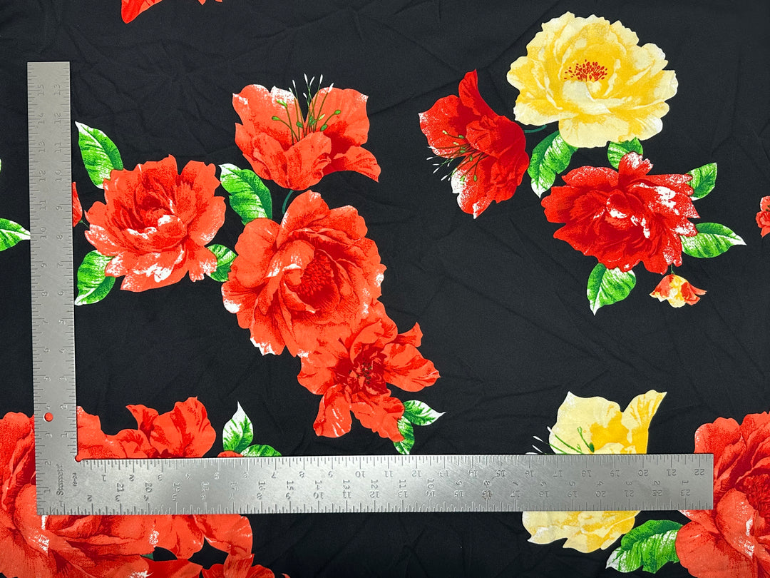 1 Yard Techno Crepe Knit Fabric Floral Design Soft Stretch 60 Inch Width