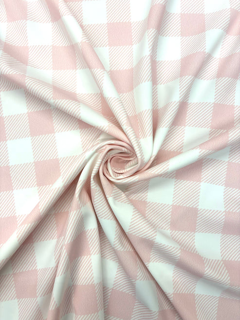 1 Yard Pastel Pink Gingham Stretch Spandex Fabric for Dancewear and Swimwear 58"/60" Width