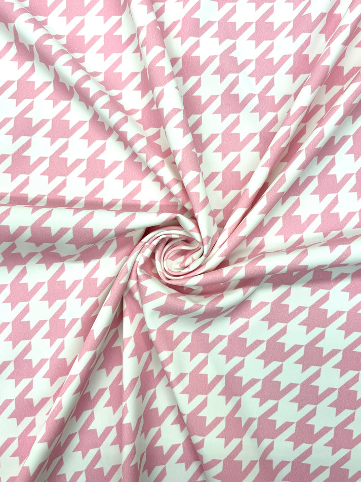 1 Yard Baby Pink Houndstooth Print Stretch Spandex Fabric for Swimwear and Activewear 58"/60" Width