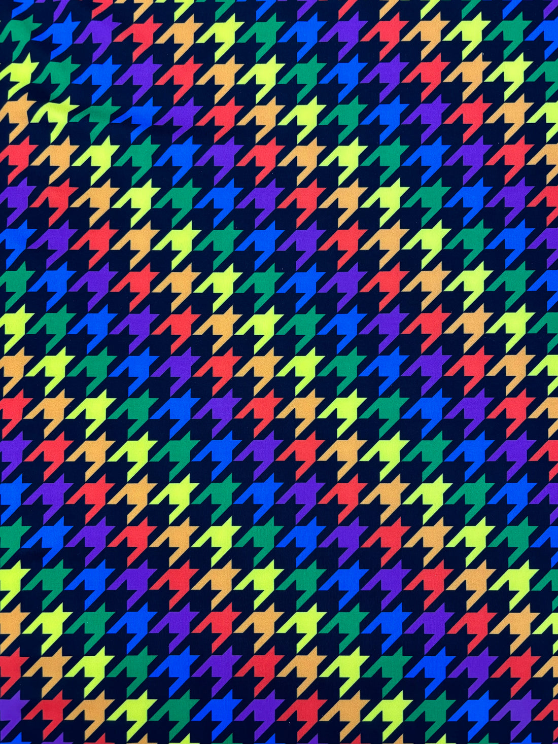 1 Yard Rainbow Houndstooth Stretch Spandex Fabric for Costumes and Activewear 58"/60" Width