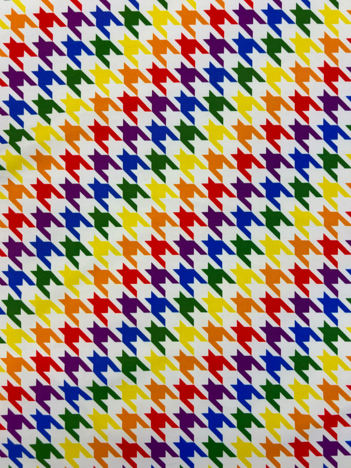 1 Yard Rainbow Houndstooth Stretch Spandex Fabric for Costumes and Activewear 58"/60" Width