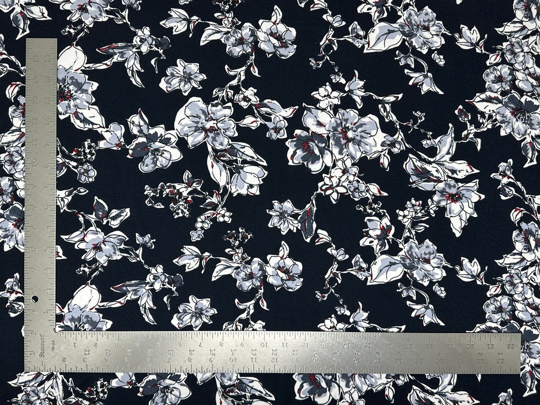 1 Yard Liverpool Knit Floral Print Fabric Textured Stretchy Apparel Material 60 Inch Width