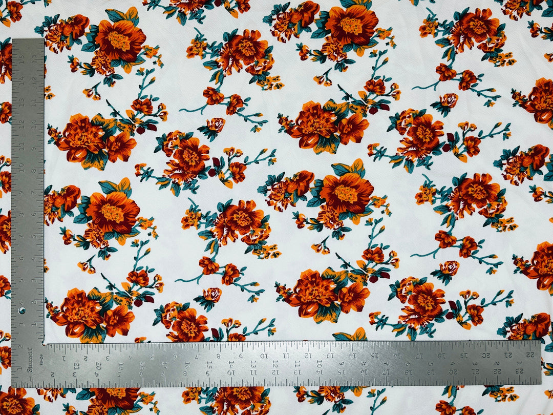1 Yard Liverpool Knit Floral Print Fabric – Stretch Crepe Fabric for Dresses, Tops, and Bows – 58 Inch