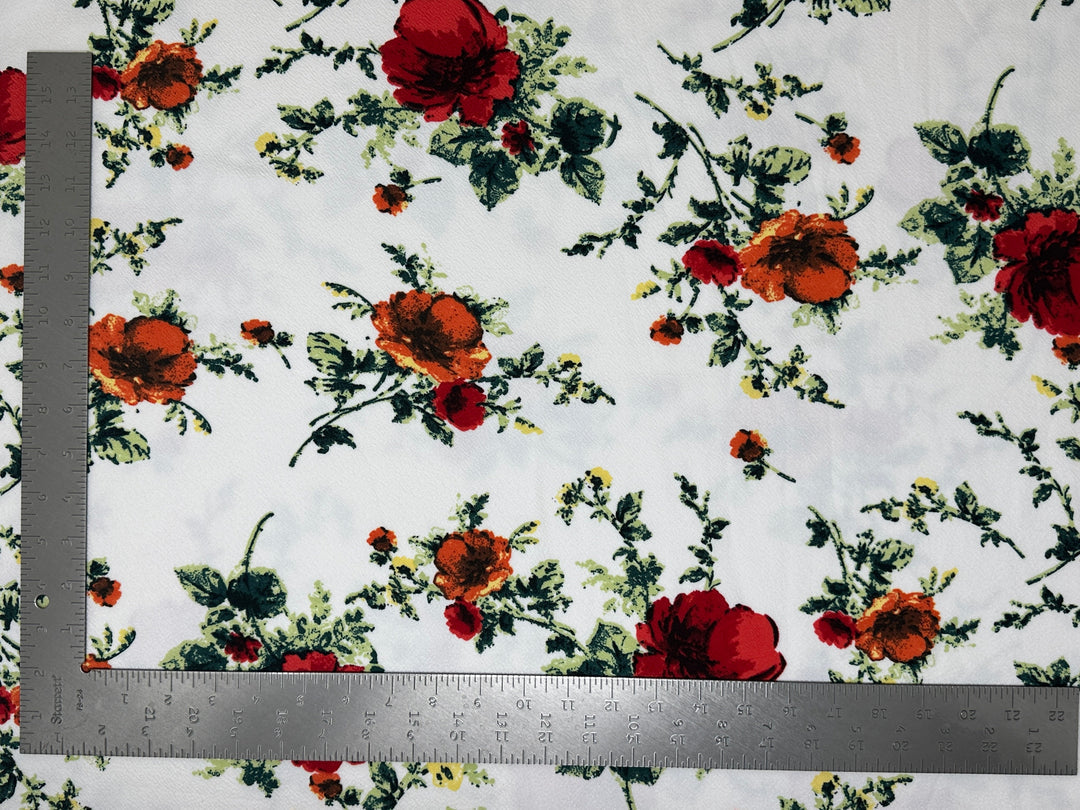 1 Yard Liverpool Knit Floral Print Fabric Stretch Crepe Textured Material 60 Inch Width