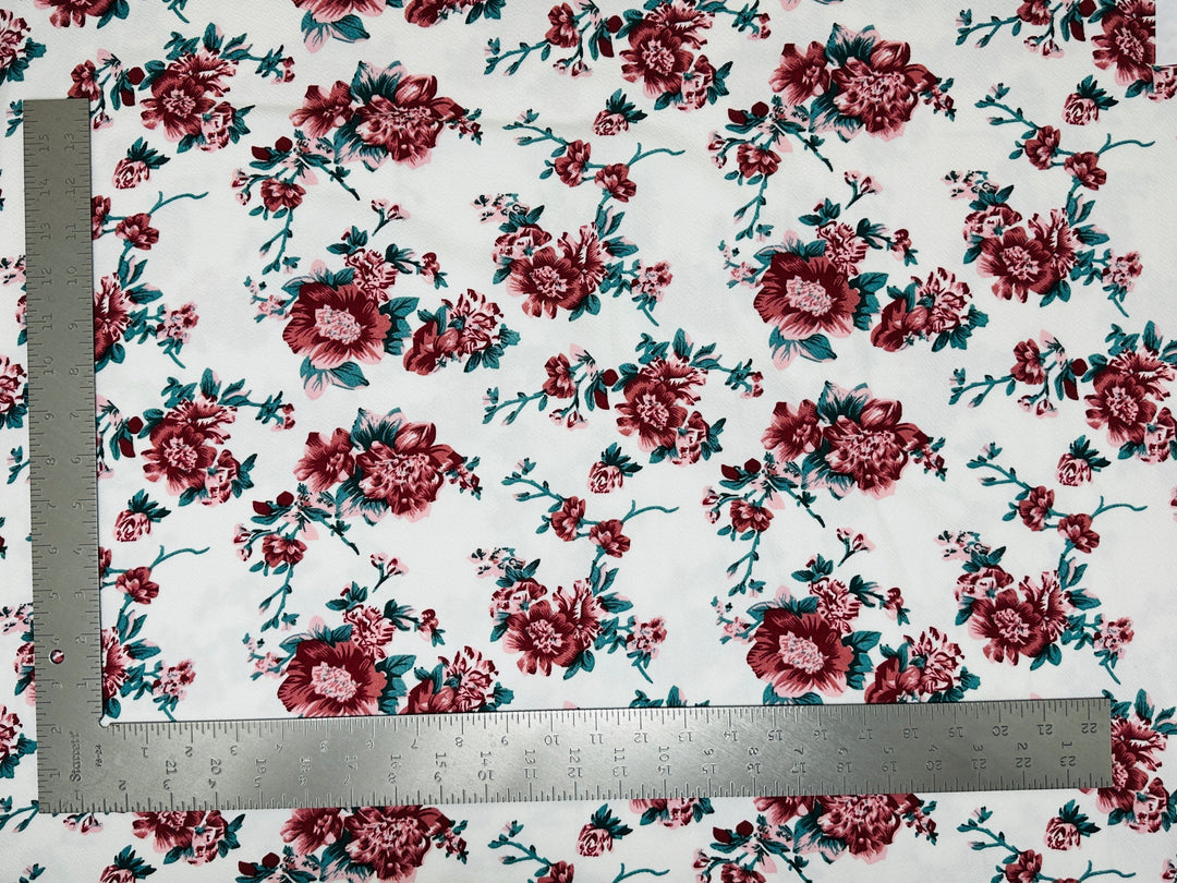 1 Yard Liverpool Knit Floral Print Fabric – Stretch Crepe Fabric for Dresses, Tops, and Bows – 58 Inch