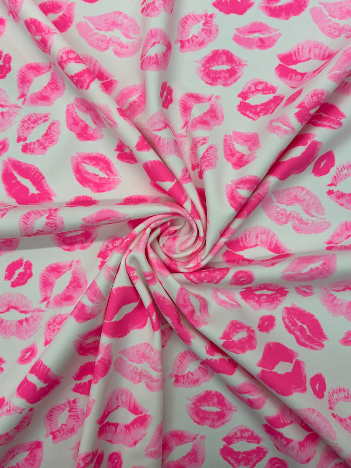 1 Yard Blacklight Reactive Kiss Print Spandex Fabric for Costumes and Swimwear 58"/60" Width