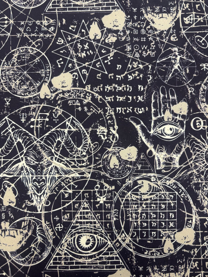 1 Yard Dark Magic Printed Stretch Spandex Fabric for Swimwear and Activewear 58"/60" Width