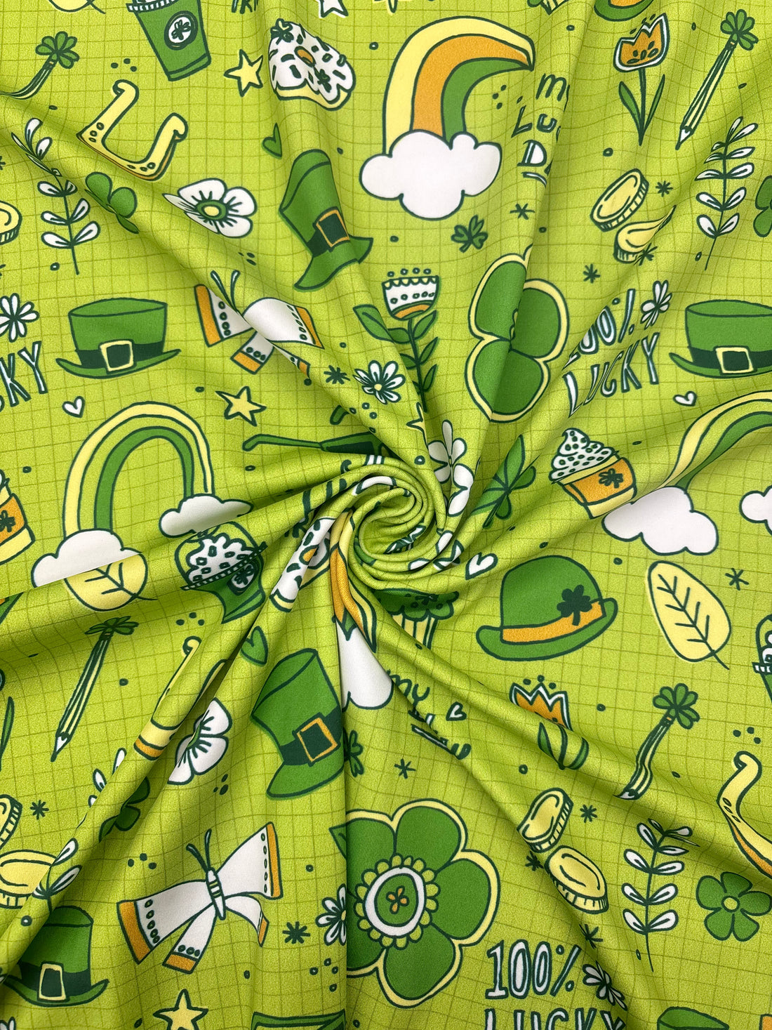 1 Yard St. Patrick’s Day Spandex Fabric for Swimwear Activewear Costumes 58"/60" Width