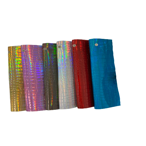 1 Yard Iridescent Faux Crocodile Vinyl Fabric 100% Polyester