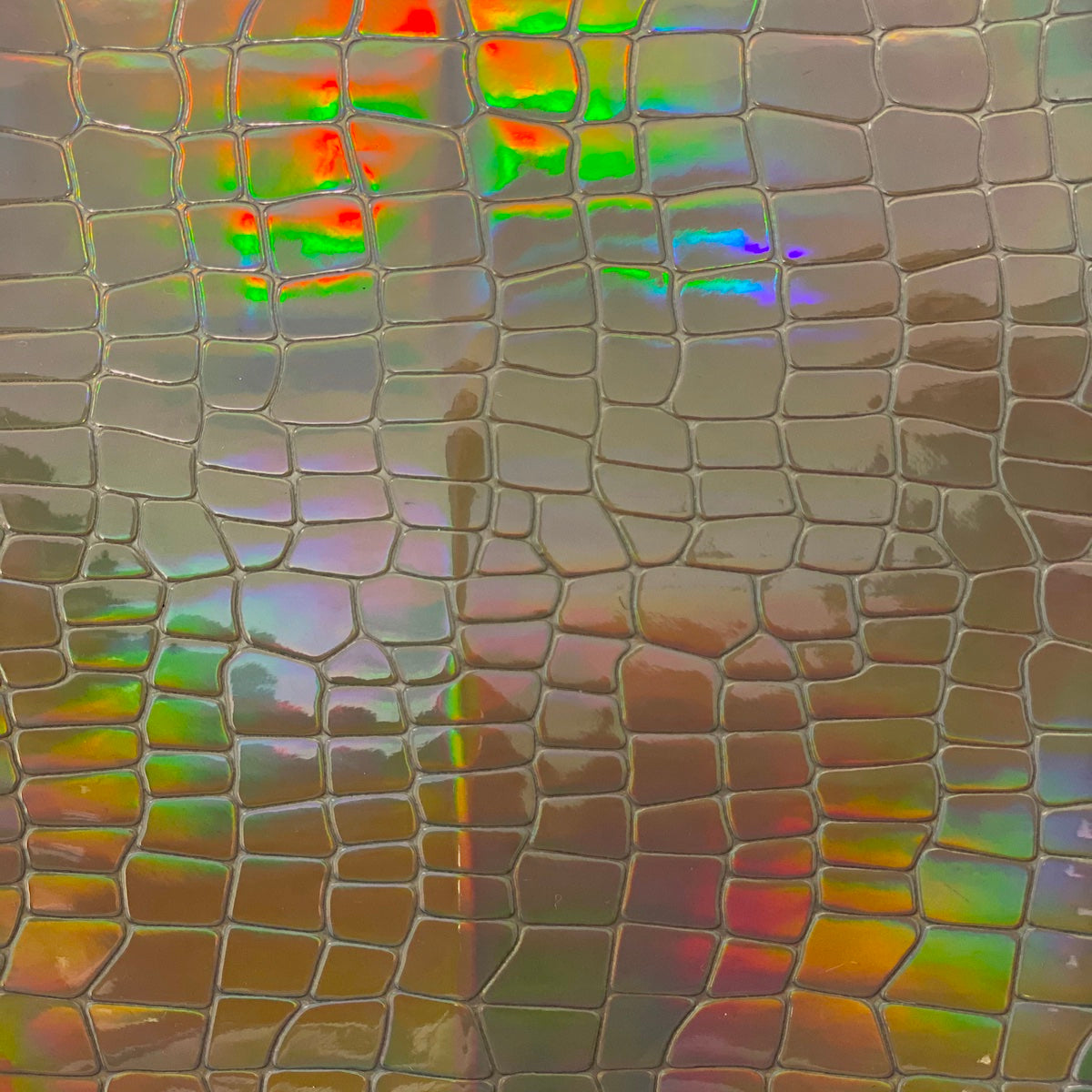 1 Yard Iridescent Faux Crocodile Vinyl Fabric 100% Polyester