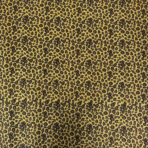 1 Yard Leopard Print Glitter Vinyl Fabric Canvas Back, 56" Wide for DIY Handbags & Decor