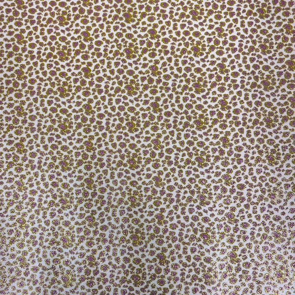 1 Yard Leopard Print Glitter Vinyl Fabric Canvas Back, 56" Wide for DIY Handbags & Decor