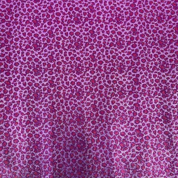 1 Yard Leopard Print Glitter Vinyl Fabric Canvas Back, 56" Wide for DIY Handbags & Decor