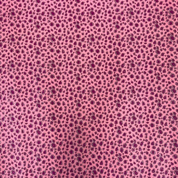 1 Yard Leopard Print Glitter Vinyl Fabric Canvas Back, 56" Wide for DIY Handbags & Decor