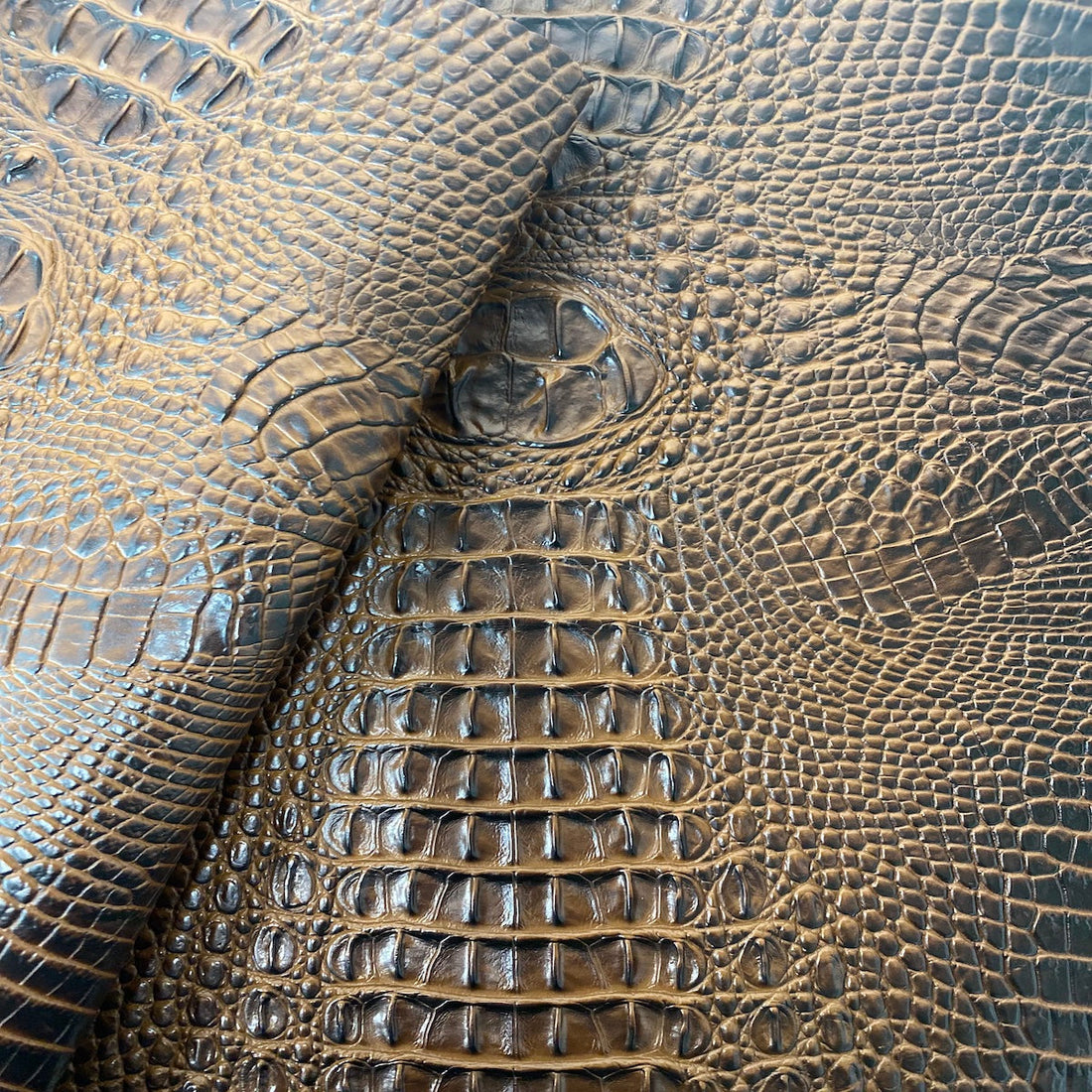 3D Embossed Gator Faux Leather Vinyl Fabric 56" Wide, Heavyweight Upholstery & Décor