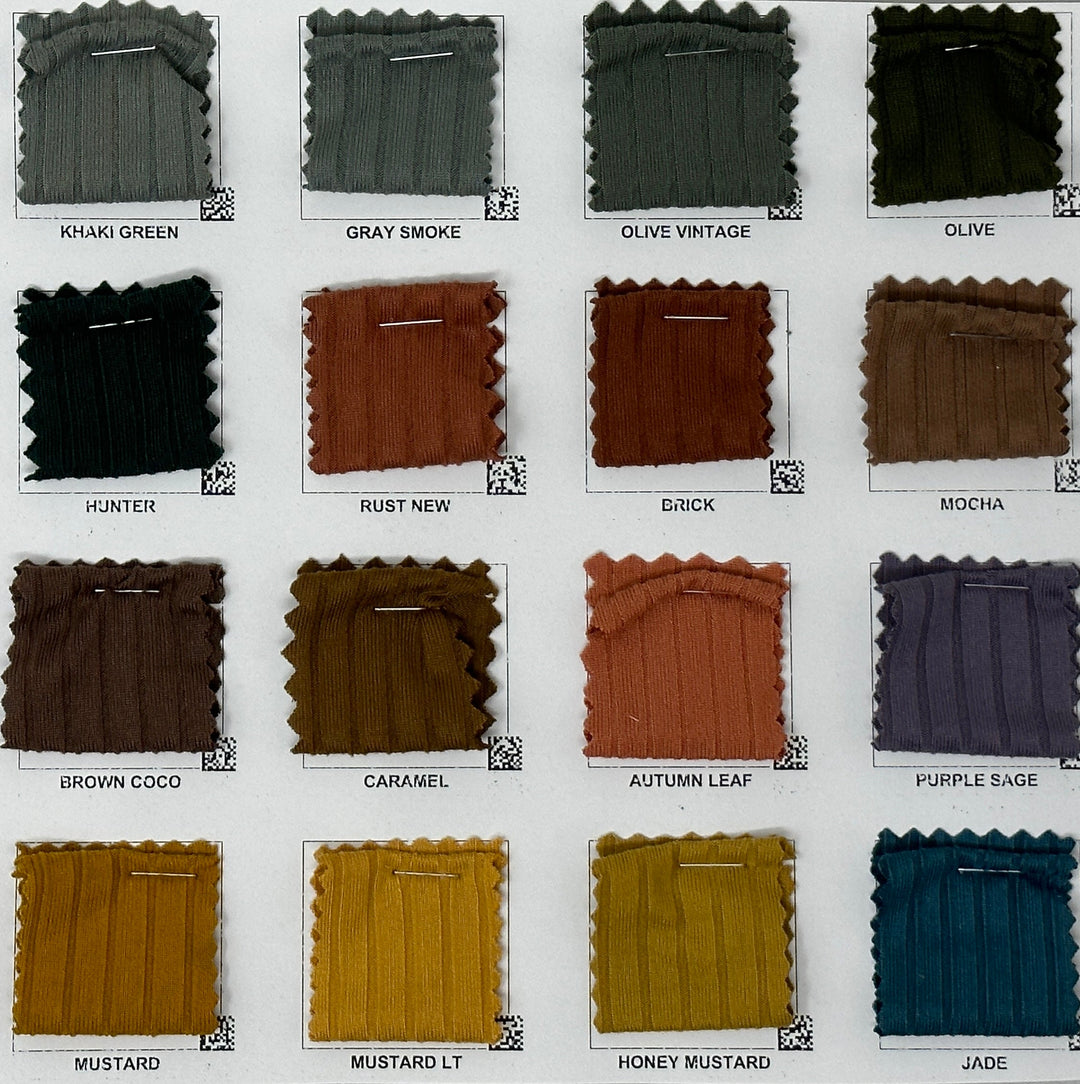 1 Yard 8x3 Yummy Brushed Rib Knit Solid Fabric Soft Stretchy 60 Inch Width