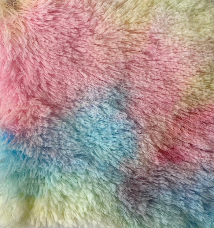 1 Yard Playful Rainbow Fuzzy Faux Fur Fabric 60" Width