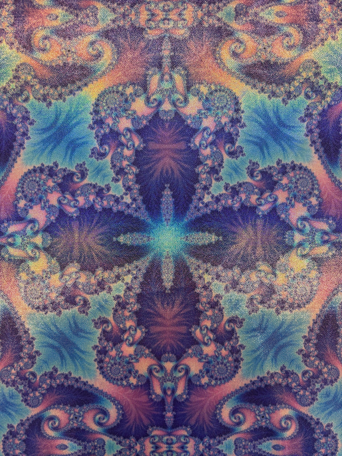 .1 Yard Mandella Art Holographic Mystique Spandex 4?way Stretch Fabric Dancewear Costumes 60" Width