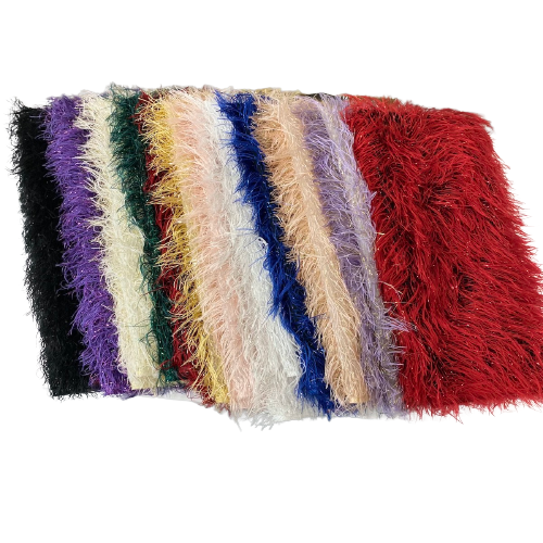 1 Yard Metallic Faux Fur Tinsel Ostrich Feather Fabric
