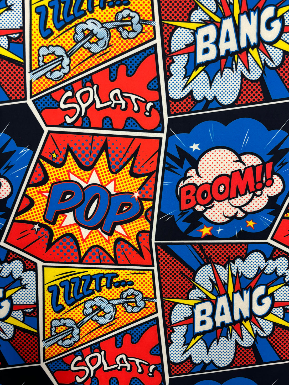 1 Yard Comic Book Print Spandex Fabric, Four Way Stretch for Costumes and Activewear 58"/60" Width