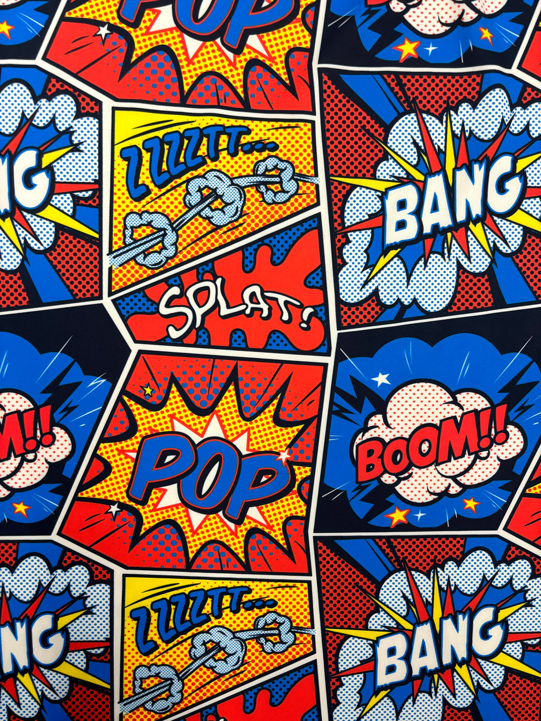 1 Yard Comic Book Print Spandex Fabric, Four Way Stretch for Costumes and Activewear 58"/60" Width