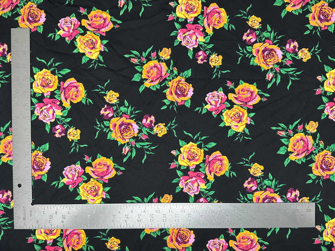 1 Yard Techno Crepe Knit Floral Print Fabric Soft Stretch 60 Inch Width